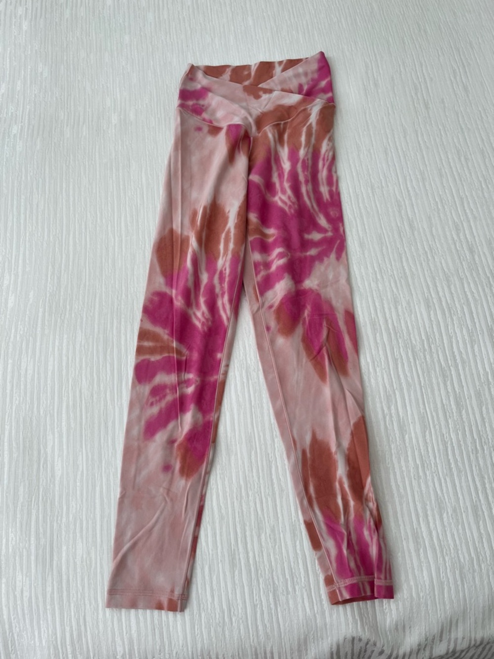 Aerie off-line real me 7/8 crossover, Tie-Dye Pink & Brown High-Waist Leggings